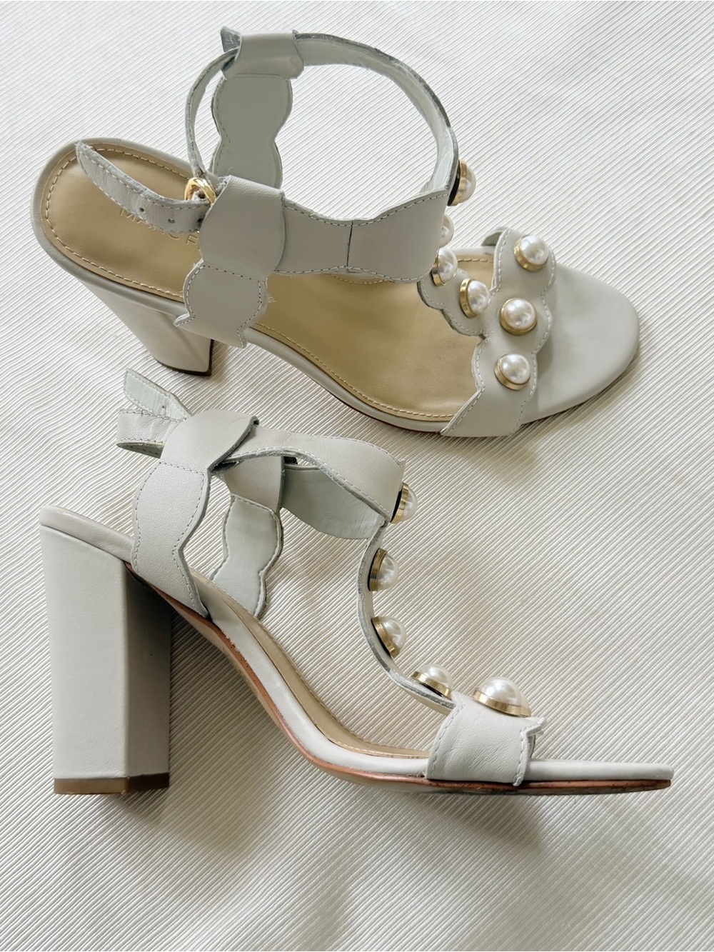 Marc Fisher Womens Sandals Heels Pearls Strappy Ankle Resort Wedding 7